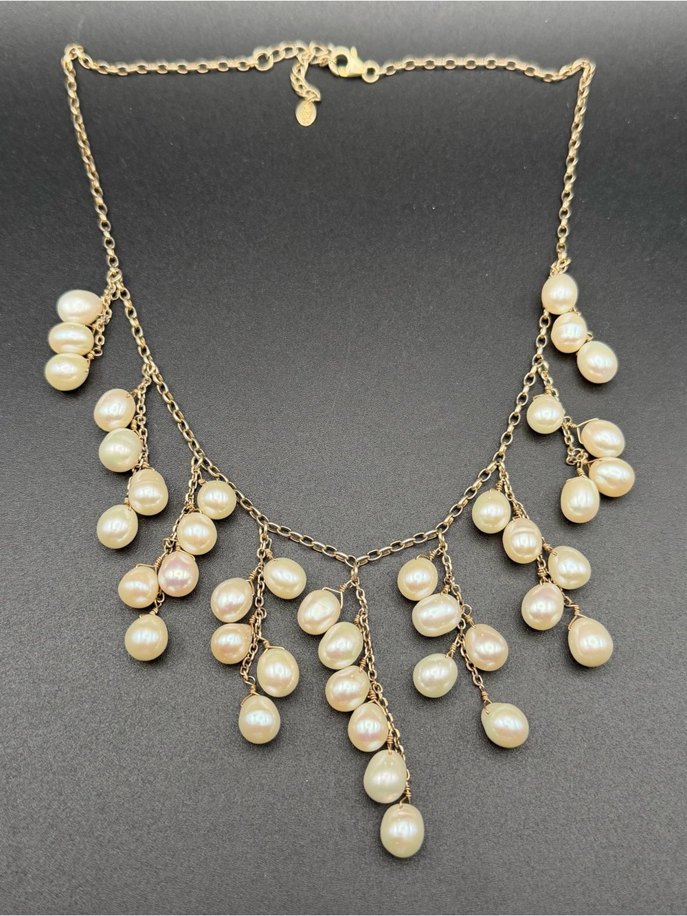 Gold tone 925 Sterling Silver Pearl necklace #S76 LUC 925